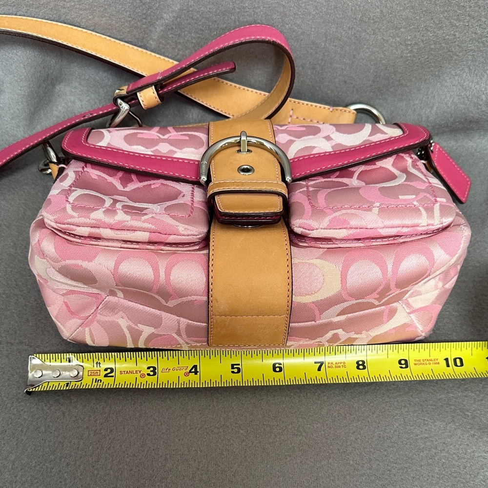 Coach 1854 Pink Signature Jacquard Buckle Flap Crossbody with Tag RARE Vintage - Picture 13 of 16
